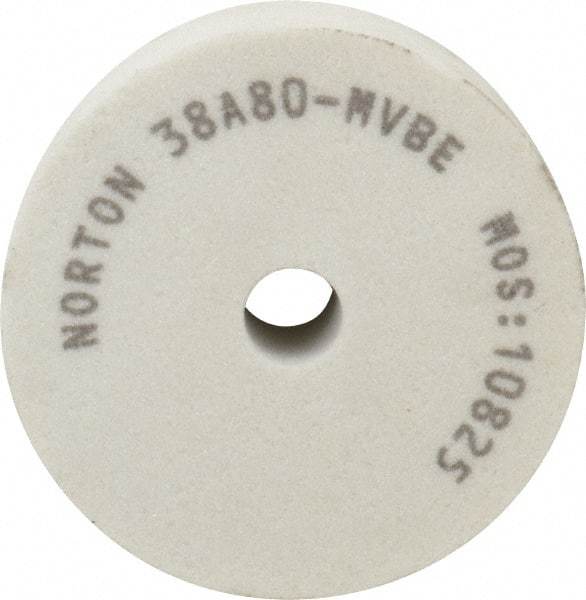 Norton - 80 Grit Aluminum Oxide Type 1 Internal Grinding Wheel - 3" Diam x 1/2" Hole x 1" Thick, 10,825 Max RPM, Type 1 Medium Grade, M Hardness, Vitrified Bond, No Recess - Caliber Tooling