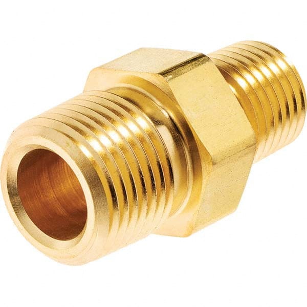 USA Sealing - 1/2 x 3/8" Brass Pipe Reducing Hex Nipple - Caliber Tooling