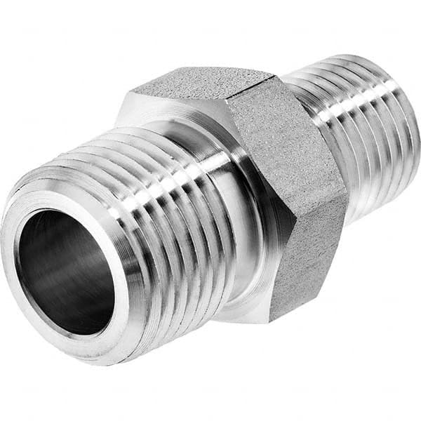 USA Sealing - 3/8 x 1/4" 316 Stainless Steel Pipe Reducing Hex Nipple - Caliber Tooling