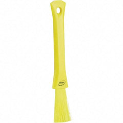 Vikan - 2-1/4" Bristle Length, Polyester Detail Brush - 1-1/4" Long x 0.4" Wide Head, 8.07" OAL, Ergonomic Handle, Yellow, Polypropylene Block - Caliber Tooling