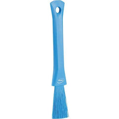 Vikan - 2-1/4" Bristle Length, Polyester Detail Brush - 1-1/4" Long x 0.4" Wide Head, 8.07" OAL, Ergonomic Handle, Blue, Polypropylene Block - Caliber Tooling