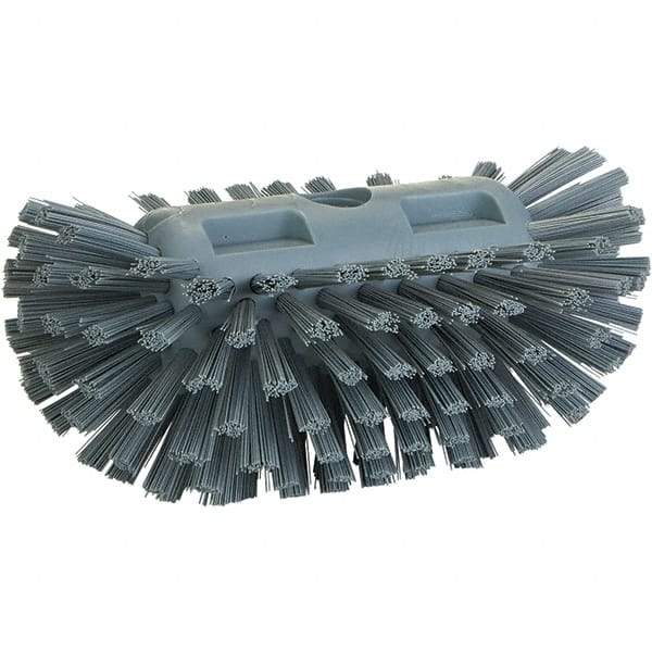 Vikan - 1-1/2" Bristle Length, Polyester Utility Scrub Brush - 8" Long x 5-1/2" Wide Head, 8" OAL, Gray, Polypropylene Block - Caliber Tooling