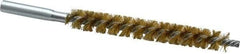Schaefer Brush - 4" Brush Length, 1/2" Diam, Double Stem, Single Spiral Tube Brush - 6-1/4" Long, Brass, 12-24 Female Connection - Caliber Tooling