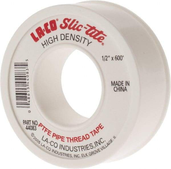 LA-CO - 1/2" Wide x 600" Long General Purpose Pipe Repair Tape - 3 mil Thick, -450 to 550°F, White - Caliber Tooling