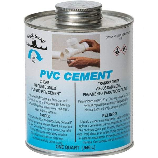 Black Swan - 1 Qt Medium Bodied Cement - Clear, Use with PVC - Caliber Tooling