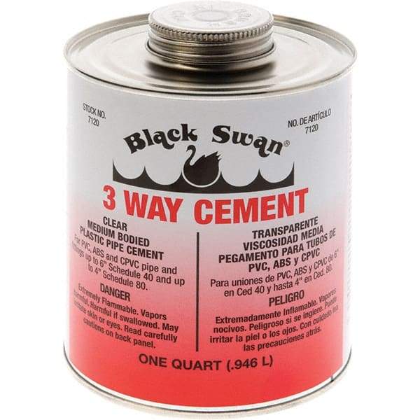 Black Swan - 1 Qt Medium Bodied Cement - Clear, Use with ABS, PVC & CPVC up to 6" Diam - Caliber Tooling