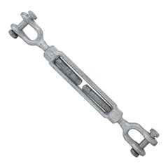 Turnbuckles; Turnbuckle Type: Jaw & Jaw; Working Load Limit: 1200 lb; Thread Size: 3/8-6 in; Turn-up: 6 in; Closed Length: 11.38 in; Material: Steel; Finish: Galvanized
