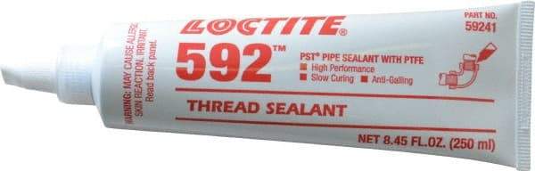 Loctite - 250 mL Tube, White, Medium Strength Paste Threadlocker - Series 592, 72 hr Full Cure Time, Hand Tool, Heat Removal - Caliber Tooling