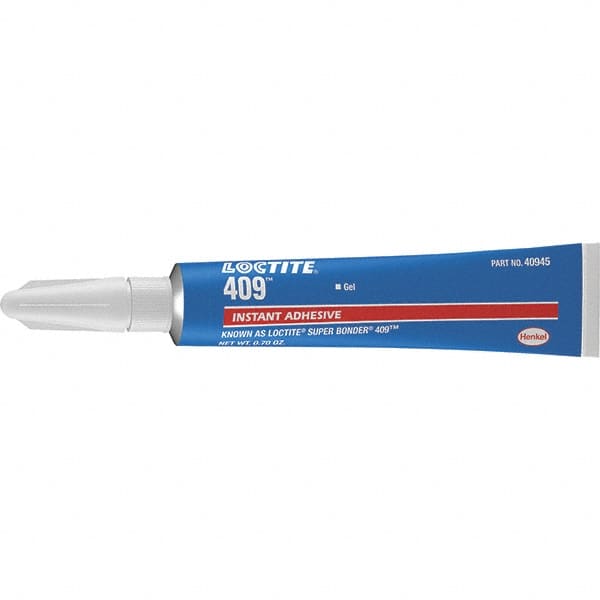 Loctite - 0.11 oz Tube Clear Instant Adhesive - Series 409, 75 sec Working Time, 24 hr Full Cure Time, Bonds to Metal, Plastic & Rubber - Caliber Tooling