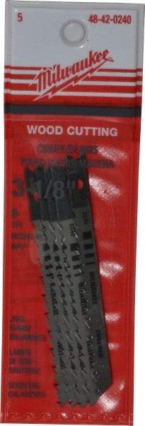 Milwaukee Tool - 3-1/8" Long, 8 Teeth per Inch, High Carbon Steel Jig Saw Blade - Toothed Edge, 0.2188" Wide x 0.043" Thick, U-Shank - Caliber Tooling