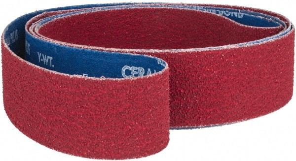 Norton - 2" Wide x 132" OAL, 36 Grit, Ceramic Abrasive Belt - Ceramic, Very Coarse, Coated, Y Weighted Cloth Backing, Series R981 - Caliber Tooling