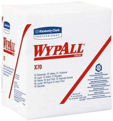 WypAll - X70 1/4 Fold Shop Towel/Industrial Wipes - Poly Pack, 12-1/2" x 12-1/2" Sheet Size, White - Caliber Tooling