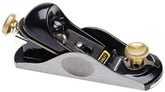 Stanley - 6-3/8" OAL, 1-5/8" Blade Width, Block Plane - High Carbon Steel Blade, Cast Iron Body - Caliber Tooling