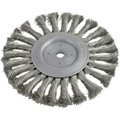 Brush Research Mfg. - 4" OD, 3/8 & 1/2" Arbor Hole, Knotted Stainless Steel Wheel Brush - 1/2" Face Width, 13/16" Trim Length, 20,000 RPM - Caliber Tooling