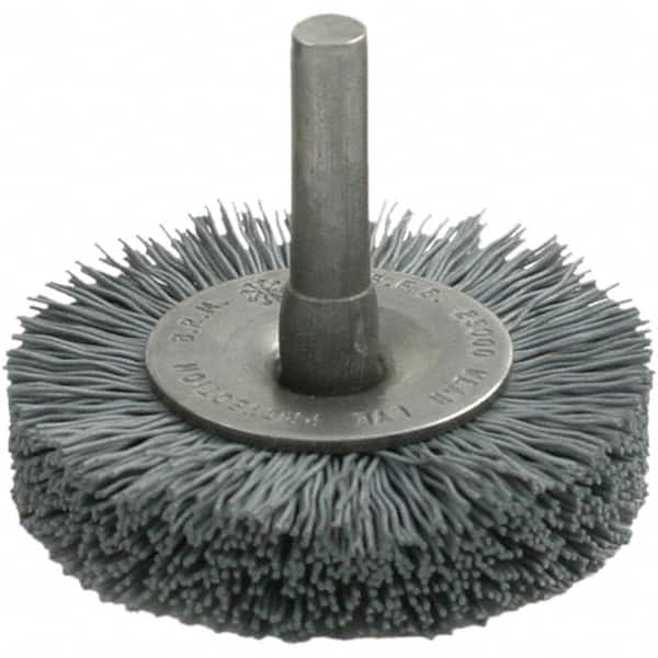 Brush Research Mfg. - 1-3/4" OD, Crimped Abrasive Nylon Wheel Brush - 1/2" Face Width, 3/8" Trim Length, 25,000 RPM - Caliber Tooling