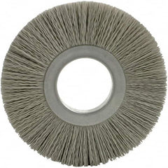 Brush Research Mfg. - 8" OD, 3-1/4" Arbor Hole, Crimped Abrasive Nylon Wheel Brush - 17/32" Face Width, 1-7/8" Trim Length, 5,000 RPM - Caliber Tooling