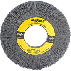 Brush Research Mfg. - 6" OD, 2" Arbor Hole, Crimped Abrasive Nylon Wheel Brush - 1/2" Face Width, 1-1/2" Trim Length, 3,600 RPM - Caliber Tooling