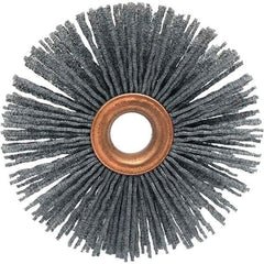 Brush Research Mfg. - 3" OD, 5/8" Arbor Hole, Crimped Abrasive Nylon Wheel Brush - 1/2" Face Width, 1" Trim Length, 20,000 RPM - Caliber Tooling