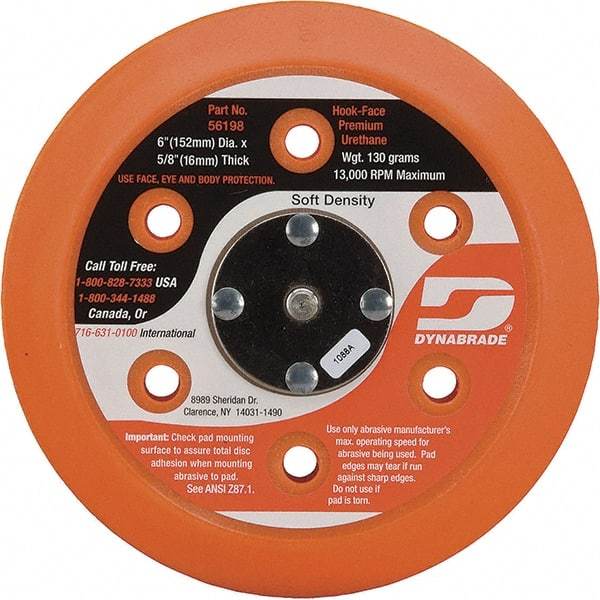 Dynabrade - 6" Diam Disc Backing Vacuum Replacement Pad - Soft Density, 13,000 RPM - Caliber Tooling