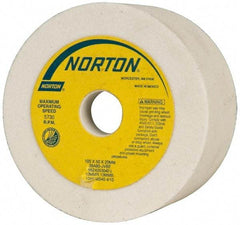 Norton - 4" Diam, 20mm Hole Size, 2" Overall Thickness, 80 Grit, Type 6 Tool & Cutter Grinding Wheel - Medium Grade, Aluminum Oxide, J Hardness, Vitrified Bond, 5,730 RPM - Caliber Tooling