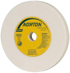 Norton - 100 Grit Aluminum Oxide Type 1 Internal Grinding Wheel - 4" Diam x 1/2" Hole x 1/2" Thick, 8,120 Max RPM, Type 1 Fine Grade, K Hardness, Vitrified Bond, No Recess - Caliber Tooling