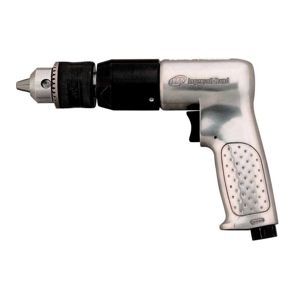 Air Drills; Chuck Size: 1/2; Chuck Type: Keyed; Handle Type: Pistol Grip; Horse Power: .5; Reversible: No; Air Consumption (LPM): 113; Air Pressure (psi): 90; Inlet Size (Inch): 1/4; Overall Length (Decimal Inch): 9; Exhaust Location: Handle; Air Hose Inc