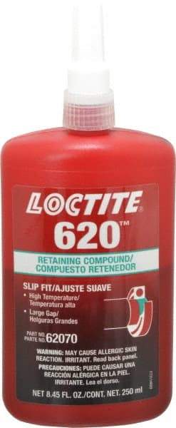 Loctite - 250 mL Bottle, Green, Medium Strength Liquid Retaining Compound - Series 620, 24 hr Full Cure Time, Heat Removal - Caliber Tooling