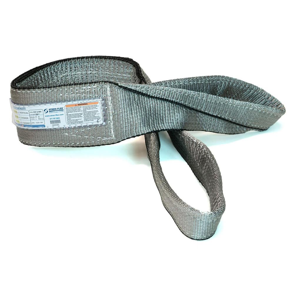 Slings & Tiedowns (Load-Rated); Sling Type: Eye & Eye; Length (Feet): 14; Vertical Capacity (Lb.): 11500; Choker Capacity (Lb.): 9200; Width (Inch): 4; Basket Capacity (Lb.): 23000; Eye Type: Twisted Eye; Sling Material: Polyester; Sling Width: 4 in; Eye