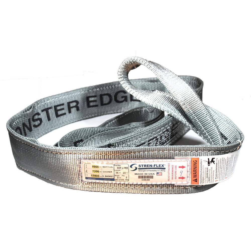 Slings & Tiedowns (Load-Rated); Sling Type: Eye & Eye; Length (Feet): 12; Vertical Capacity (Lb.): 11500; Choker Capacity (Lb.): 9200; Width (Inch): 4; Basket Capacity (Lb.): 23000; Eye Type: Twisted Eye; Sling Material: Nylon; Sling Width: 4 in; Eye Leng