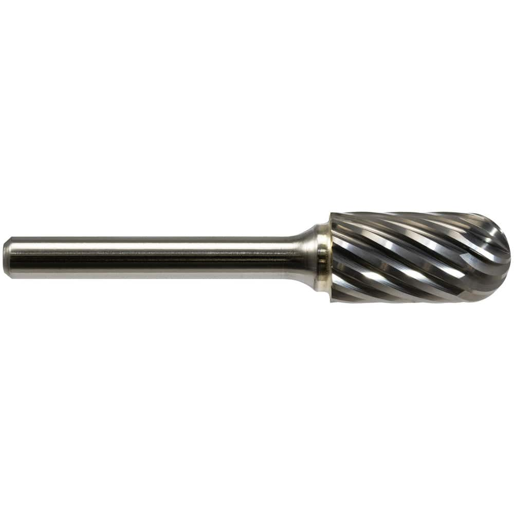 Burrs; Head Material: Solid Carbide; Head Shape: Cylinder with Radius; Tooth Style: Steel Cut; Shank Diameter (Decimal Inch): 1/4; Length of Cut (Decimal Inch): 1.0000; Overall Length (Inch): 2-3/4; Head Length (Decimal Inch): 1.0000; Head Coating: None;