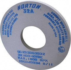 Norton - 14" Diam x 5" Hole x 1" Thick, K Hardness, 60 Grit Surface Grinding Wheel - Aluminum Oxide, Type 1, Medium Grade, 1,800 Max RPM, Vitrified Bond, No Recess - Caliber Tooling