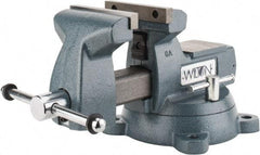 Wilton - 6" Jaw Width x 5-3/4" Jaw Opening Capacity, 4-1/8" Throat Depth, Bench & Pipe Combination Vise - 1/4 to 3-1/2" Pipe Capacity, Swivel Base, Bolt Down Attachment, Ductile Iron - Caliber Tooling