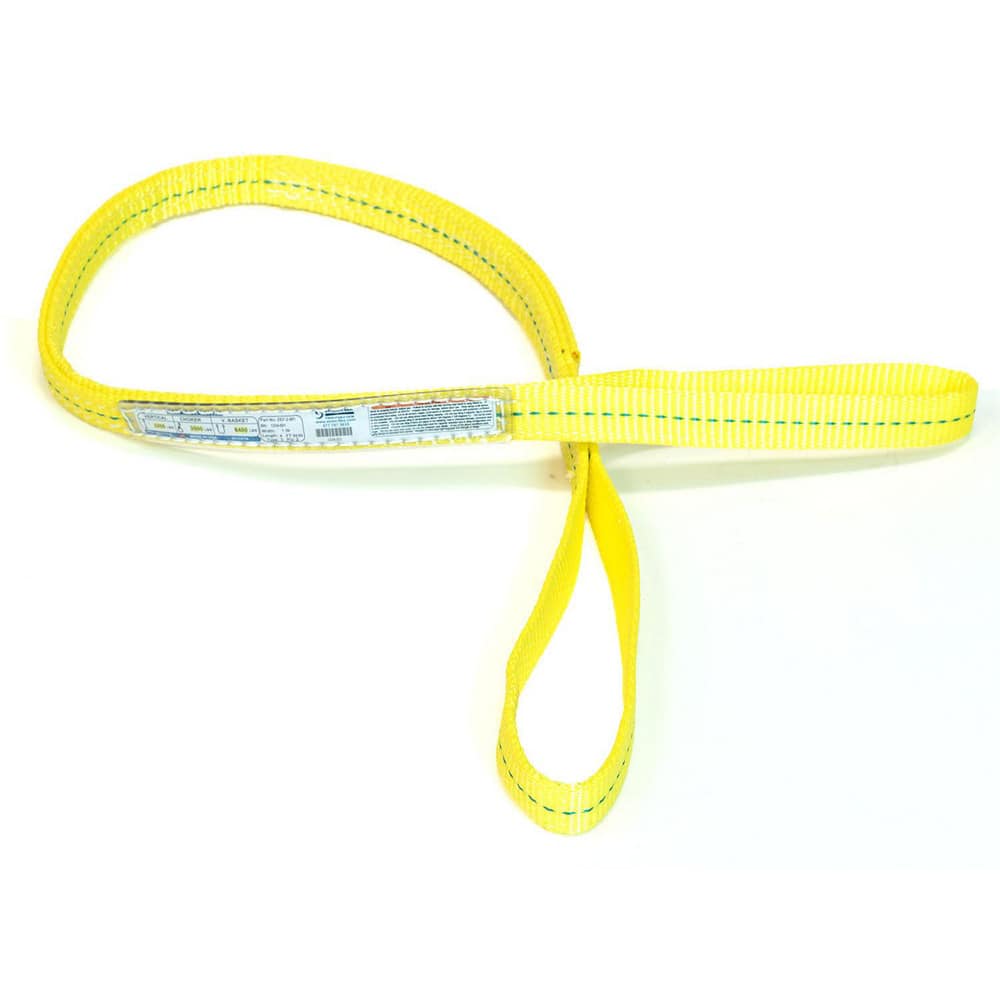 Slings & Tiedowns (Load-Rated); Sling Type: Eye & Eye; Length (Feet): 14; Vertical Capacity (Lb.): 3200; Choker Capacity (Lb.): 2500; Width (Inch): 1; Basket Capacity (Lb.): 6400; Eye Type: Flat Eye; Sling Material: Polyester; Sling Width: 1 in; Eye Lengt