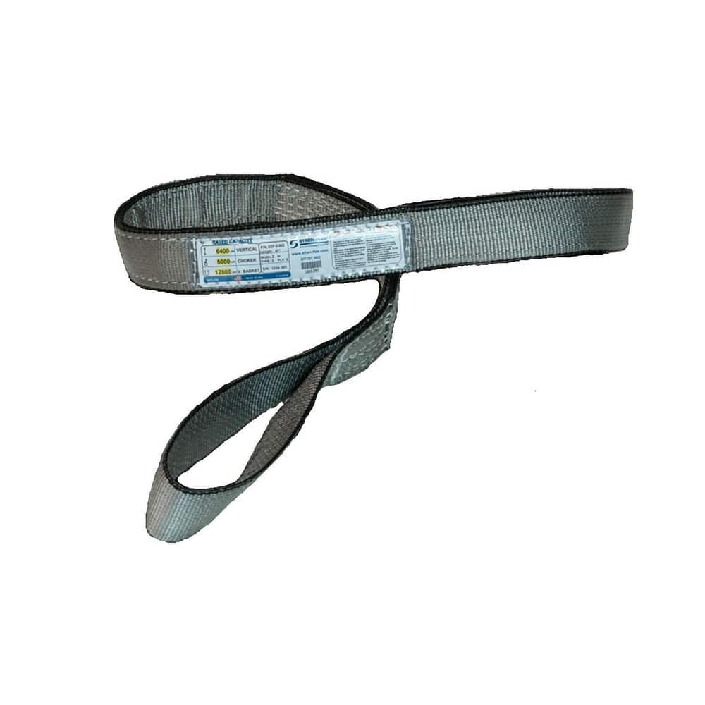 Slings & Tiedowns (Load-Rated); Sling Type: Eye & Eye; Length (Feet): 3; Vertical Capacity (Lb.): 3200; Choker Capacity (Lb.): 2500; Width (Inch): 2; Basket Capacity (Lb.): 6400; Eye Type: Flat Eye; Sling Material: Polyester; Sling Width: 2 in; Eye Length