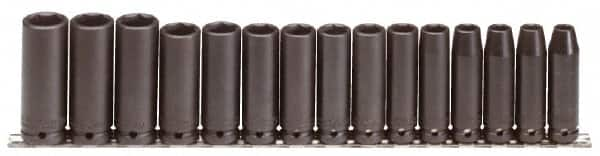 Proto - 15 Piece 1/2" Drive Deep Impact Socket Set - 6 Points, 10 to 24mm, Metric Measurement Standard - Caliber Tooling