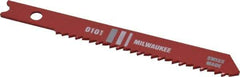 Milwaukee Tool - 2-3/4" Long, 14 Teeth per Inch, High Speed Steel Jig Saw Blade - Toothed Edge, 0.2813" Wide x 0.059" Thick, U-Shank - Caliber Tooling