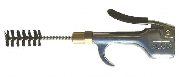 Coilhose Pneumatics - 150 Max psi Brush Tip Thumb Lever Blow Gun - 1/4 NPT, 4-1/2" Tube Length, Zinc Body, Brass Tip, Steel Brush - Caliber Tooling