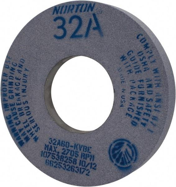 Norton - 12" Diam x 5" Hole x 1-1/2" Thick, K Hardness, 60 Grit Surface Grinding Wheel - Aluminum Oxide, Type 5, Medium Grade, 2,705 Max RPM, Vitrified Bond, One-Side Recess - Caliber Tooling