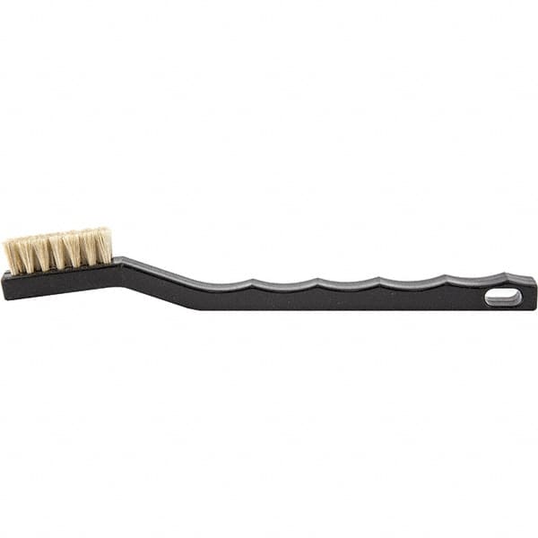 Brush Research Mfg. - 2 Rows x 7 Columns Hair Scratch Brush - 1/2" Brush Length, 7-1/4" OAL, 1/2 Trim Length, Plastic Curved Back Handle - Caliber Tooling