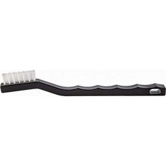 Brush Research Mfg. - 2 Rows x 7 Columns Nylon Scratch Brush - 1/2" Brush Length, 7-1/4" OAL, 1/2 Trim Length, Plastic Curved Back Handle - Caliber Tooling