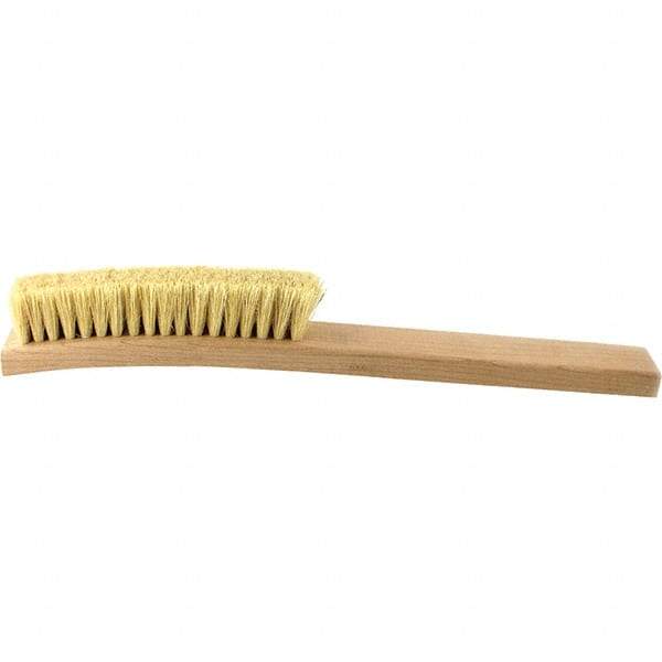 Brush Research Mfg. - 4 Rows x 18 Columns Tampico Scratch Brush - 5-3/4" Brush Length, 13-3/4" OAL, 1 Trim Length, Wood Curved Back Handle - Caliber Tooling