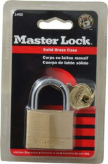 Master Lock - 7/8" Shackle Clearance, Keyed Different Solid Brasss Padlock - 1/4" Shackle Diam, Solid Brass - Caliber Tooling