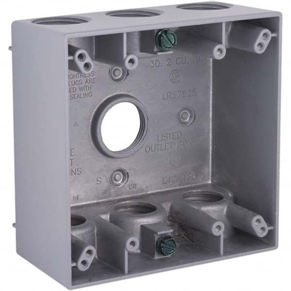 Hubbell-Raco - 4-1/2 x 4-1/2 x 2-1/4" Aluminum Square Weather Resistant Outlet Box - Caliber Tooling