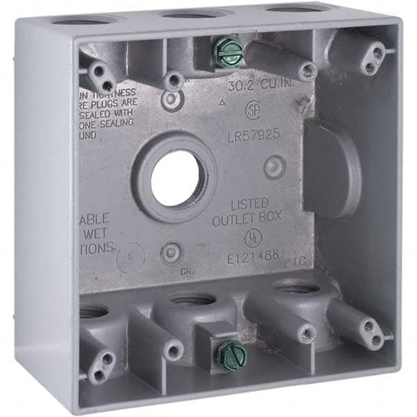 Hubbell-Raco - 4-1/2 x 4-1/2 x 2-1/4" Aluminum Square Weather Resistant Outlet Box - Caliber Tooling