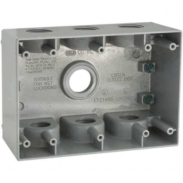 Hubbell-Raco - 4-1/2 x 6-3/8 x 2.781" Aluminum Rectangular Weather Resistant Outlet Box - Caliber Tooling