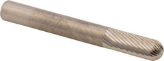 M.A. Ford - 1/4" Cut Diam, 1/4" Shank Diam, Cylinder with Radius Head Double Cut Burr - Carbide, Radius End, 5/8" LOC, 2" OAL - Caliber Tooling