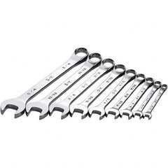 SK - 9 Piece, 1/4 to 3/4", Combination Wrench Set - Inch System of Measurement, Chrome Finish - Caliber Tooling