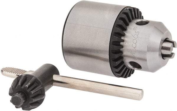 Jacobs - 3/8-24, 1 to 9.53mm Capacity, Threaded Mount Drill Chuck - Keyed, 36.32mm Sleeve Diam, 52.07mm Open Length - Exact Industrial Supply