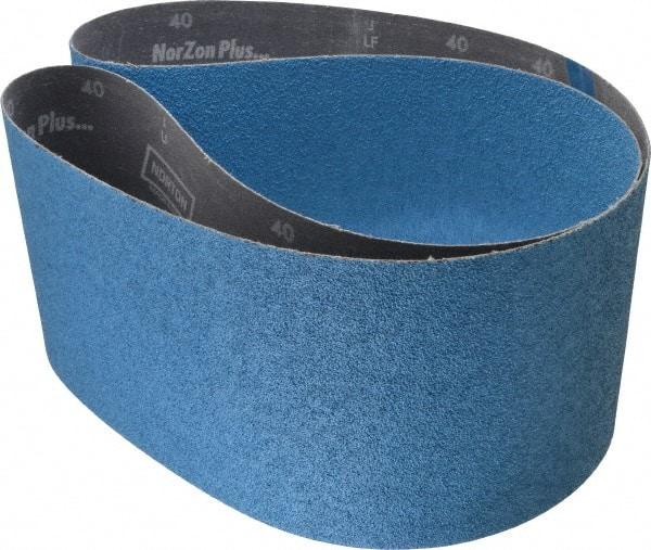 Norton - 6" Wide x 60" OAL, 40 Grit, Zirconia Alumina Abrasive Belt - Zirconia Alumina, Coarse, Coated, Y Weighted Cloth Backing, Dry, Series R821 - Caliber Tooling