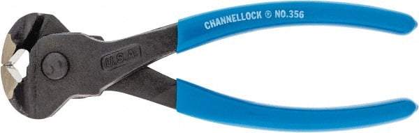 Channellock - 6" OAL, End Cutting Pliers - 11/32" Jaw Length x 1-3/8" Jaw Width, Plastic Dipped Handle - Caliber Tooling